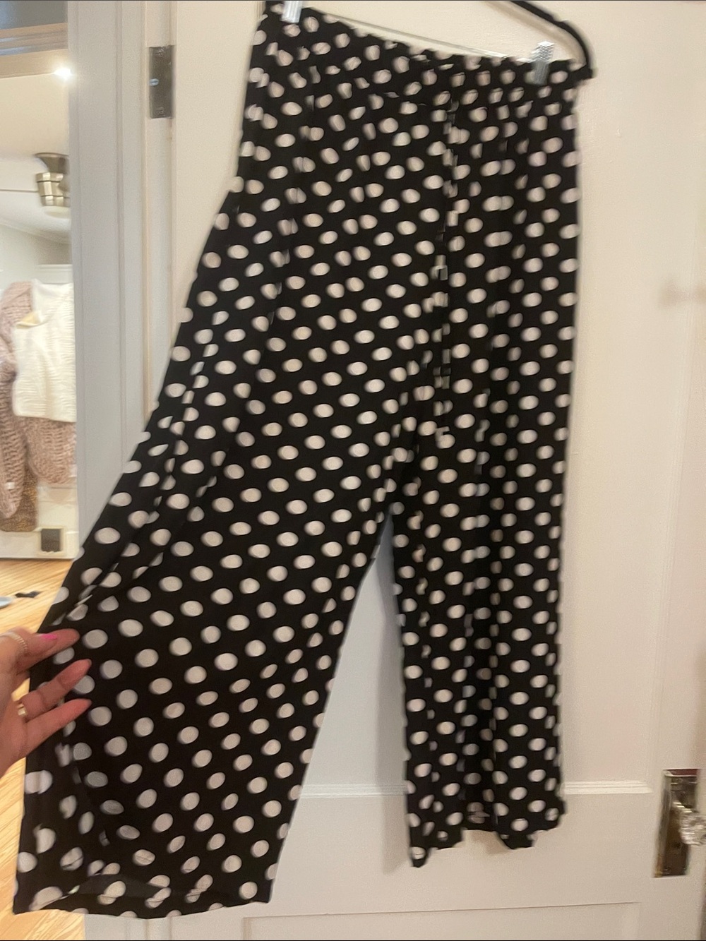 SHEIN Black Polka Dot Wide Leg Pants